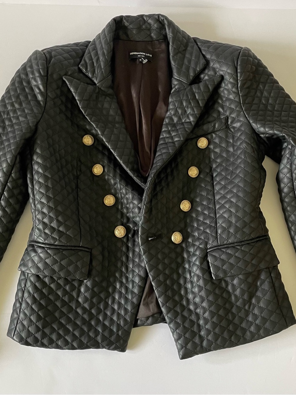 Generation Love Angie Quilted Vegan Leather Blazer Jacket Black 
Size M - Picture 5 of 13